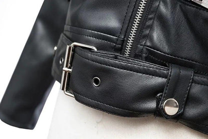 Biker Girl Black Faux Leather Jacket/Women's Vegan Leather Short Jacket - The GoatFind