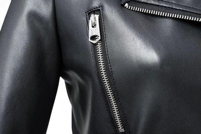Biker Girl Black Faux Leather Jacket/Women's Vegan Leather Short Jacket - The GoatFind