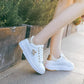 Fashion Bee Womens White Golden/Silver Sneakers - The GoatFind