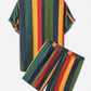 Rainbow Striped Cotton Coord Hawaiian Summer Shirts & Shorts Set Men - The GoatFind S, M, L, XL, XXL, XXXL