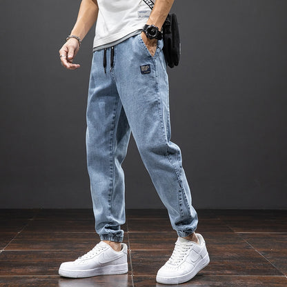 Anbican Black Blue Denim Joggers Mens/Jeans Pants Plus Size - The GoatFind