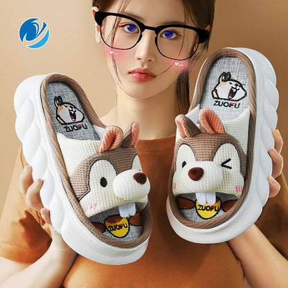 Cute Animal Faces Designer Slippers/Thick Sole Couples Unisex - The GoatFind