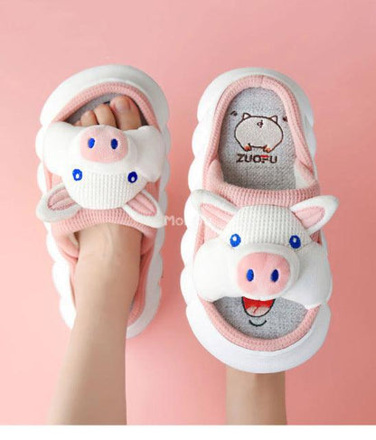 Cute Animal Faces Designer Slippers/Thick Sole Couples Unisex - The GoatFind