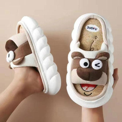 Cute Animal Faces Designer Slippers/Thick Sole Couples Unisex - The GoatFind