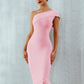 One Shoulder Bodycon Dress with Ruffles Bottom