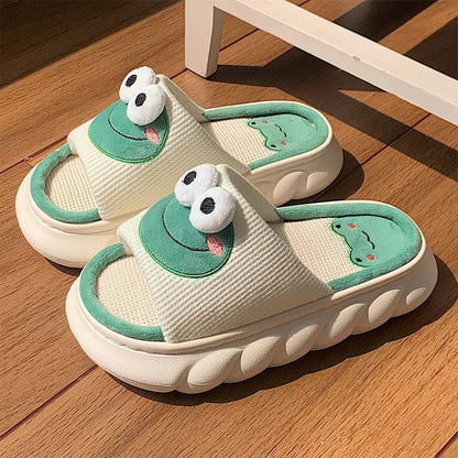 Cute Animal Faces Designer Slippers/Thick Sole Couples Unisex - The GoatFind