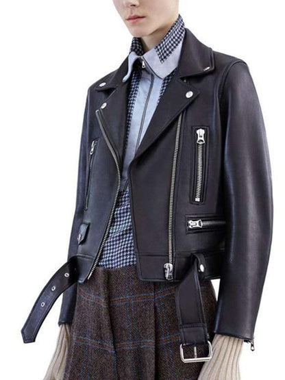 Biker Girl Black Faux Leather Jacket/Women's Vegan Leather Short Jacket - The GoatFind
