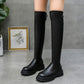PU Leather Chunky Thigh High Boots Heels/Over The Knee Boots Women Shoes