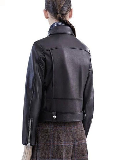 Biker Girl Black Faux Leather Jacket/Women's Vegan Leather Short Jacket - The GoatFind
