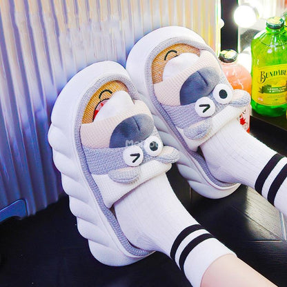 Cute Animal Faces Designer Slippers/Thick Sole Couples Unisex - The GoatFind