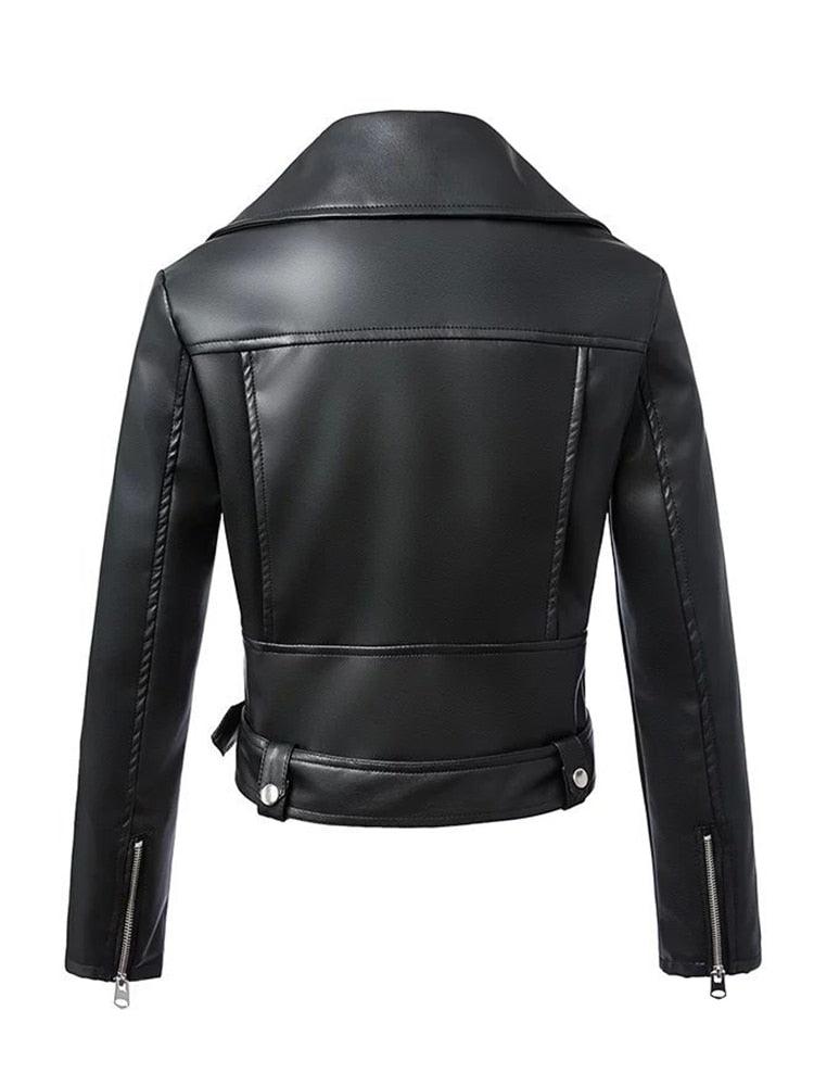 Biker Girl Black Faux Leather Jacket/Women's Vegan Leather Short Jacket - The GoatFind