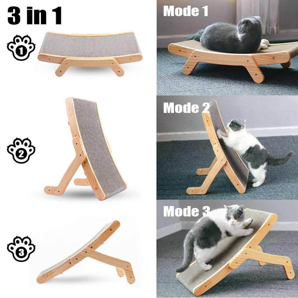3 in 1 Wooden Cat Scratcher/Lounge Bed/Scratching Post - The GoatFind Smal Cat Scratch Bed, Large Cat Scratch Bed