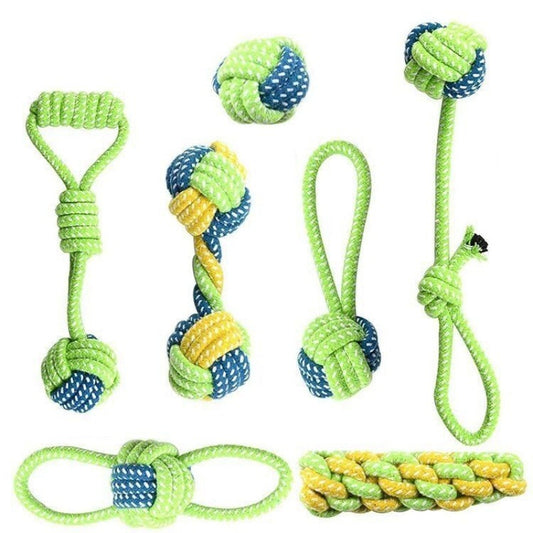 Evergreen Dog Toys/Pull Rope Tug Ball Chew Puppy Toy - The GoatFind 01, 02, 03, 04, 05, 06, 07, A 4Pcs, B 4Pcs, C 7Pcs