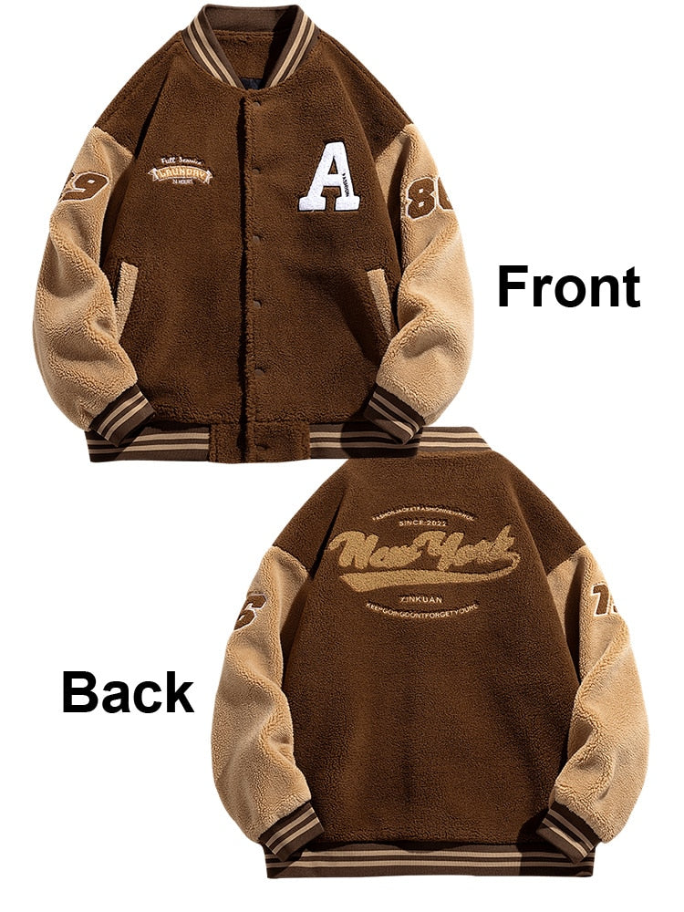 Winter Fleece Thick Bomber Jacket Men/Warm Baseball Coat