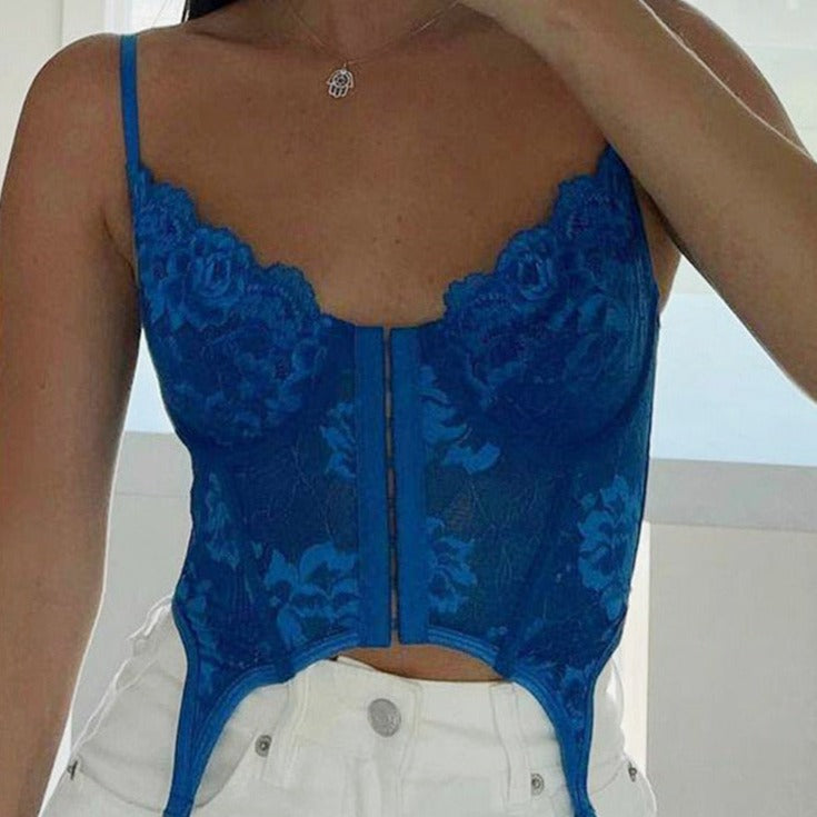 Floral Lace Corset Camis Tank Tops - The GoatFind