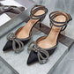 Butterfly-Knot Bling Crystal Pointed Toe Pumps High Heels