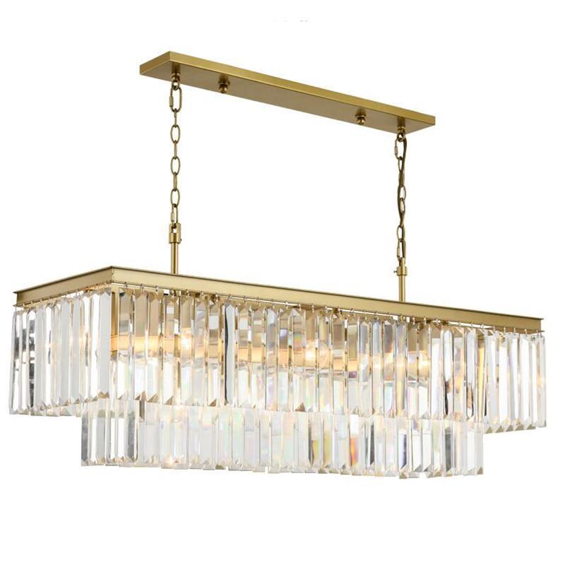 American Crystal Rectangular Chandelier LED Light Ceiling Fixture The GoatFind L60 x W30cm Gold Cold White