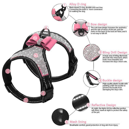 Bedazzled Rhinestone Blinged Dog Harness Vest - The GoatFind