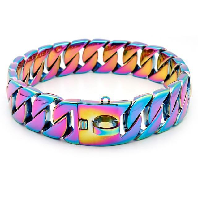 BIG DOGs Gold/Silver/Black/Rainbow Dog Fat Chain Collar 30mm The GoatFind Colorful 60cm 