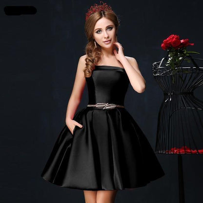 Mini Short Dress/Satin Strapless Short Cocktail/Prom/Flare Dress