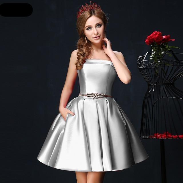 Candy Color Strapless Mini Cocktail Dress The GoatFind Gray 2 