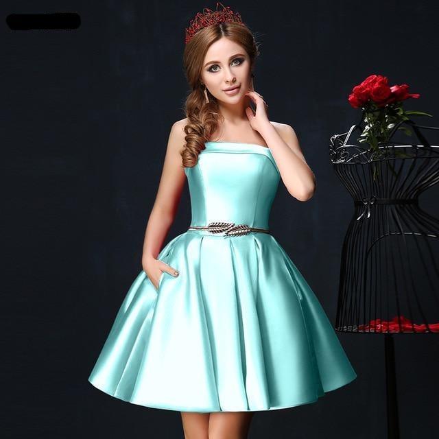 Candy Color Strapless Mini Cocktail Dress The GoatFind Light Blue 6 