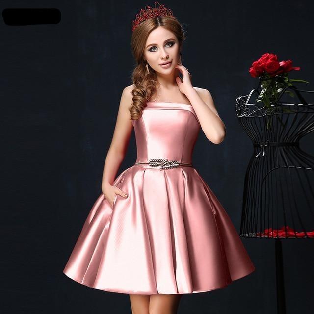 Candy Color Strapless Mini Cocktail Dress The GoatFind Light Pink 6 