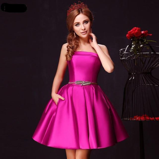Candy Color Strapless Mini Cocktail Dress - The GoatFind
