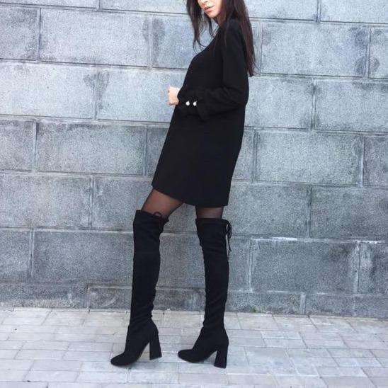 Chic Flock Leather Over The Knee Thigh High Boots The GoatFind 