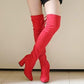 Chic Flock Leather Over The Knee Thigh High Boots The GoatFind Big red 11 