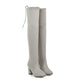 Chic Flock Leather Over The Knee Thigh High Boots The GoatFind Light grey 11 