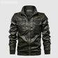 Classic PU Leather Jacket/Biker Faux Leather Zipper Pocket Jacket Coat The GoatFind 02 Army Green XL 