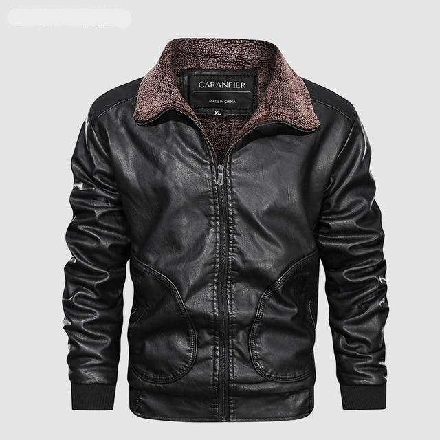 Classic PU Leather Jacket/Biker Faux Leather Zipper Pocket Jacket Coat The GoatFind 36 Black S 