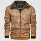 Classic PU Leather Jacket/Biker Faux Leather Zipper Pocket Jacket Coat The GoatFind 36 yellow S 