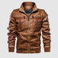Classic PU Leather Jacket/Biker Faux Leather Zipper Pocket Jacket Coat The GoatFind 