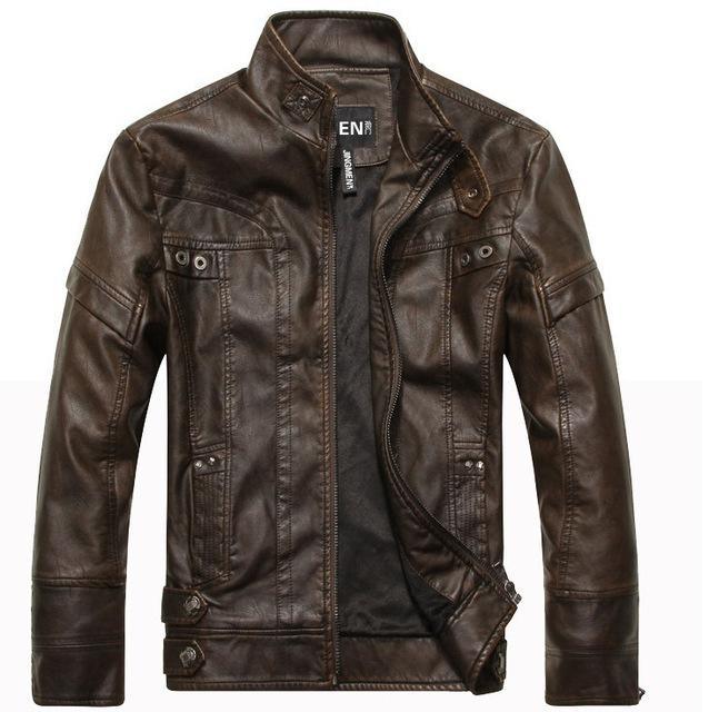 Classic Vintage Leather Jacket - PU Leather Bikers Jacket The G.O.A.T. Find brown US XS 