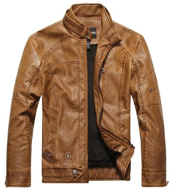 Classic Vintage Leather Jacket - PU Leather Bikers Jacket The G.O.A.T. Find yellow 2 US XS 