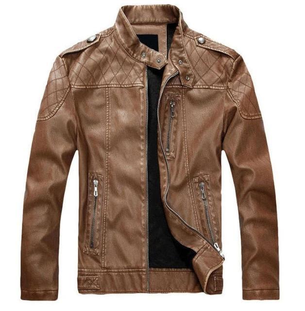 Classic Vintage Leather Jacket/PU Leather Bikers Jacket - The GoatFind