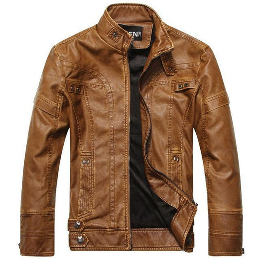 Classic Vintage Leather Jacket - PU Leather Bikers Jacket The G.O.A.T. Find yellow US XS 