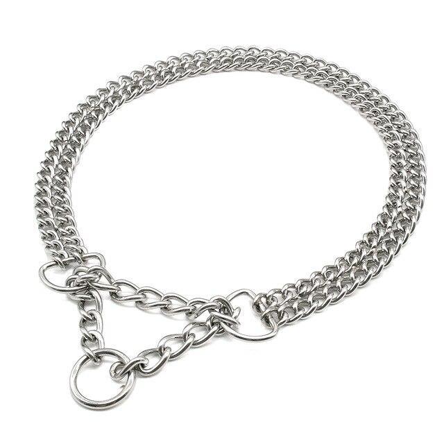 Dog Training Choke Chain Collar/Stainless Steel Slip Collar The GoatFind Silver XS 