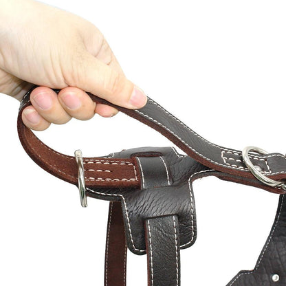 Genuine Leather Dog Harness/Durable Adjustable Big Large Dog Vest - The GoatFind