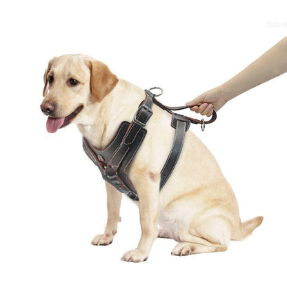 Genuine Leather Dog Harness/Durable Adjustable Big Large Dog Vest - The GoatFind
