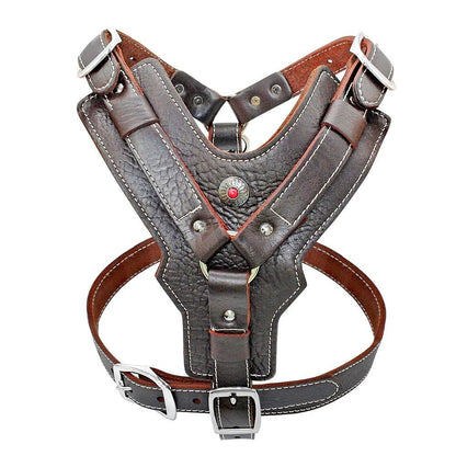 Genuine Leather Dog Harness/Durable Adjustable Big Large Dog Vest - The GoatFind