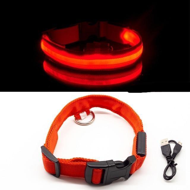 Original Glow in the Dark LED Dog Collars/USB Charging Anti-Lost Avoid Car Accident Collar For Dogs The G.O.A.T. Find Red USB Charging S NECK 35-43 CM 