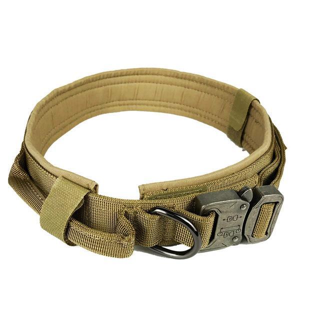 GOAT Heavy Duty Tactical Dog Collar With Handle/Durable Training Large Dogs German Shepherd Labrador Doberman The GoatFind Khaki XL 