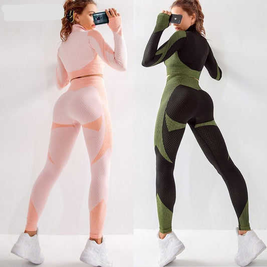 Womens Matching Co Ord Workout Top Leggings Jacket Set - The GoatFind