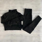 GOATFIND's Womens Matching Co Ord Workout Top Leggings Jacket Set The GoatFind black shirt sets Small (4-6) 