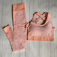 GOATFIND's Womens Matching Co Ord Workout Top Leggings Jacket Set The GoatFind pink bra sets Medium (8-10) 