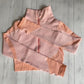 GOATFIND's Womens Matching Co Ord Workout Top Leggings Jacket Set The GoatFind pink shirt Medium (8-10) 