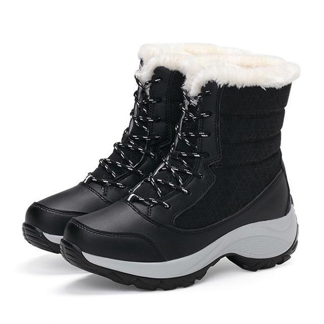 GOT FUR Womens Waterproof Winter Snow Ankle Boots Shoes The GoatFind Black 6 